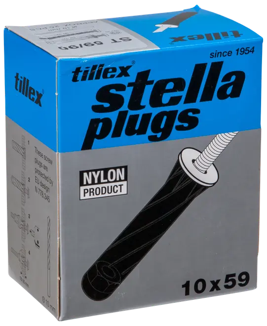 Tillex Plugs pan 5 x 90 mm - sort 25-pak