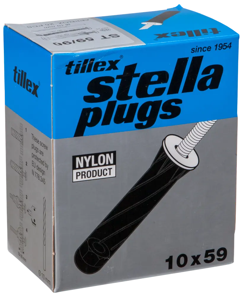 Tillex Plugs pan 5 x 90 mm - sort 25-pak