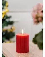 LED-blockljus med räfflor och timer - H. 10 cm