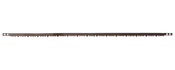 Lång smal brun texturerad stav eller remsa med små färgmarkeringar, visad horisontellt på svart bakgrund.