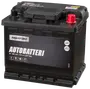 Branford bilbatteri, sort rektangulært design, mærket AUTOBATTERI. Mål: 190 x 175 x 207 mm. To poler, egnet til biler og varevogne, vedligeholdelsesikoner vises.