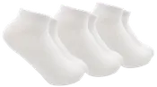 Fyra par enkla vita ankelsockor i mjukt, stretchigt material. Har ribbad kant för säker passform. Passar till vardagsbruk och olika skotyper.