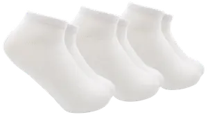 Fyra par enkla vita ankelsockor i mjukt, stretchigt material. Har ribbad kant för säker passform. Passar till vardagsbruk och olika skotyper.