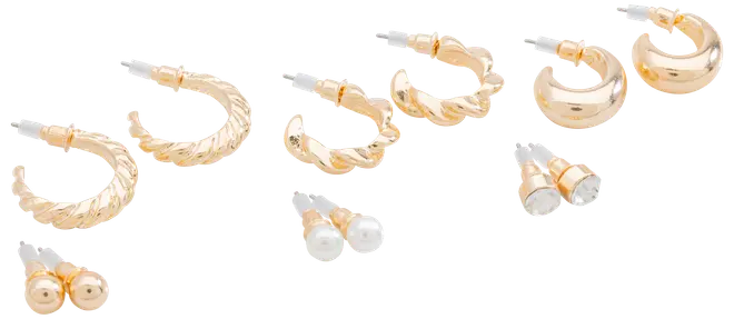 Øreringe 6 par - guld