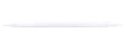 Lång vit LED-ljuslist med slank rektangulär kropp och ändstycken.