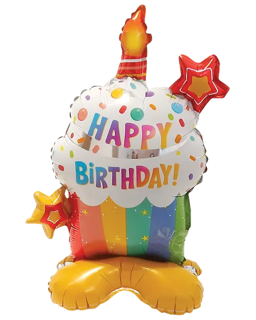 Folieballon på fod 40 cm - "Happy birthday" Muffin