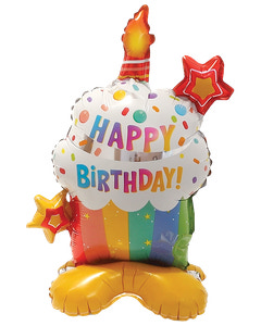 Folieballong på stativ 40 cm - ”Happy birthday” Cupcake