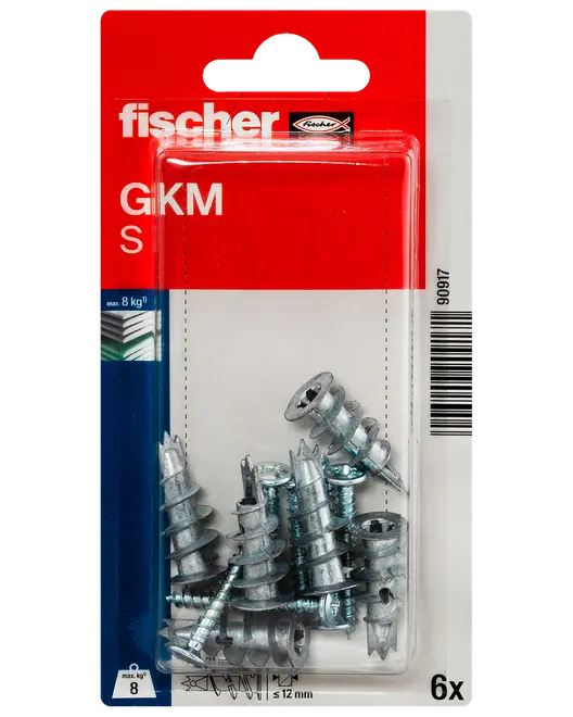 Fischer Gipsplug metal m. skrue GKM S 6 stk.
