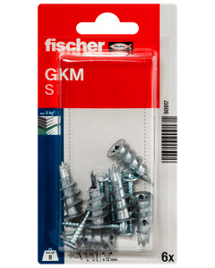 Fischer Gips plugg metall med skruv GKM S 6 st.