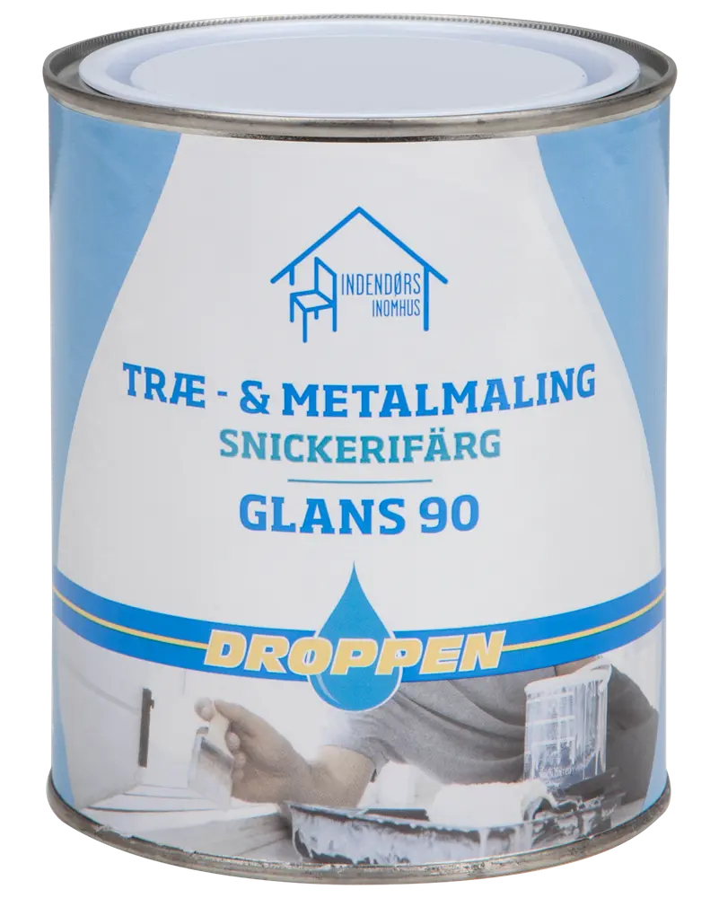 Droppen Træ- og metalmaling 0,75 L glans 90 -  hvid