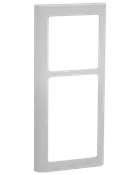 Hvid plast dobbelt vægplade med to rektangulære åbninger til stikkontakter eller afbrydere. Glat overflade, afrundede kanter, nem montering og moderne udseende.