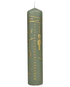 KALENDERLJUS GRÖN/GULD 24 CM