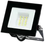 Rektangulær sort LED-projektør med 15 små gule LED-chips, hvid reflektor, justerbart monteringsbeslag og sort strømkabel til udendørs eller indendørs belysning.