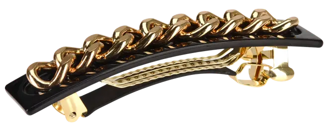 Hårspænde guld/sort 9 cm