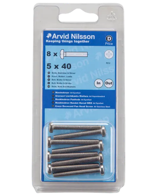 MASKINSKRUV A4 PH M5X40 8 ST