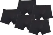 Sæt med fem sorte herre boxershorts, sømløst design, mellemhøj talje og korte ben. Fremstillet i blødt, strækbart materiale for komfort. Ingen synligt mærke.