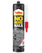 Pattex No More Nails sort lim- og tætningsmasse, 440g tube med dyse. Til limning, tætning og udfyldning. Skimmelresistent, til indendørs og udendørs brug.