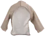 Beige langærmet jakke med hvidt frontpanel og lille sidemærke.