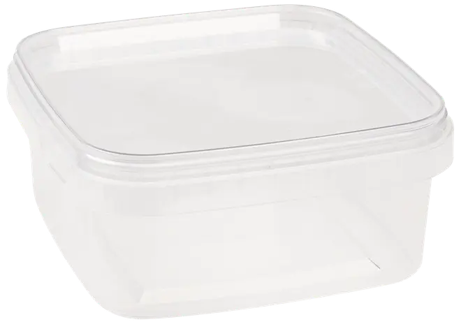 Plastbøtte med låg 600 ml Firkantet