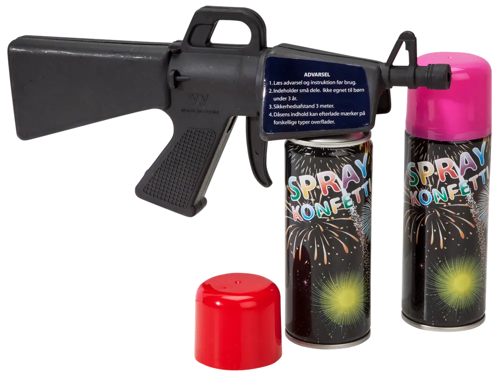 Pistol med 2 stk. serpentinspray