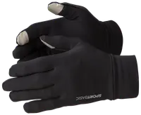 Sort SPORTBASIC handsker med lysegrå touchscreen-fingre. Slankt design, let materiale, egnet til sport eller daglig brug. Logo trykt ved håndleddet.