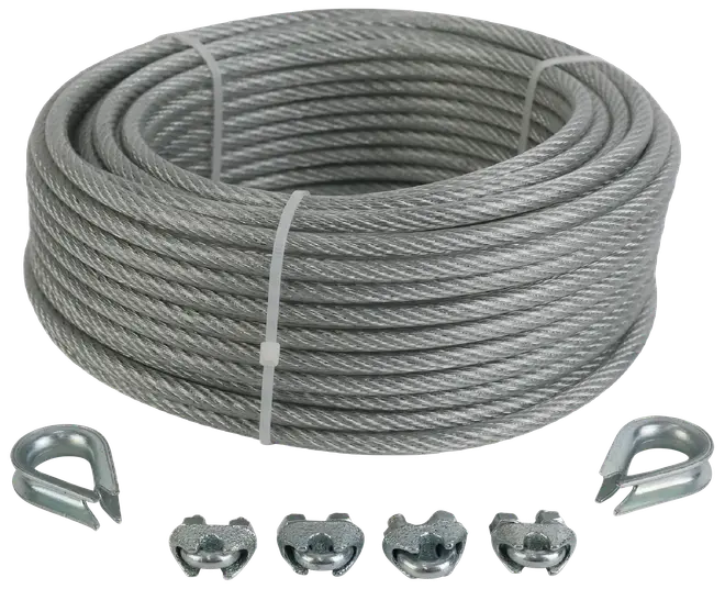 Stålwiresæt Ø6 mm 25 meter PVC