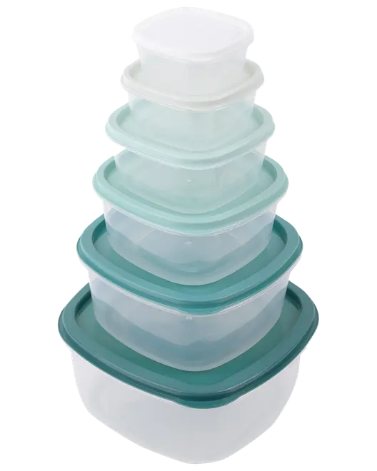 Plastbøtter med låg - 6 stk.