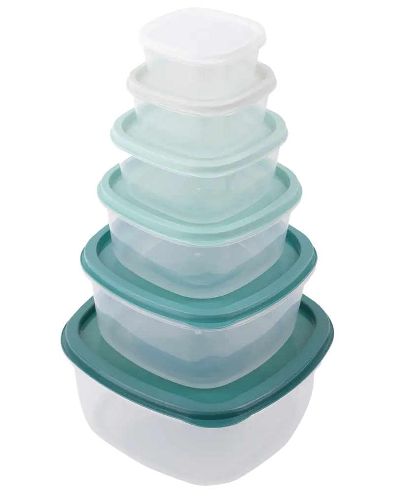 Plastbackar med lock - 6 st.