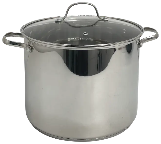 Gryta i rostfritt stål med glaslock - 10 L