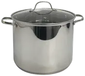 Gryde i rustfrit stål med glaslåg - 10 L