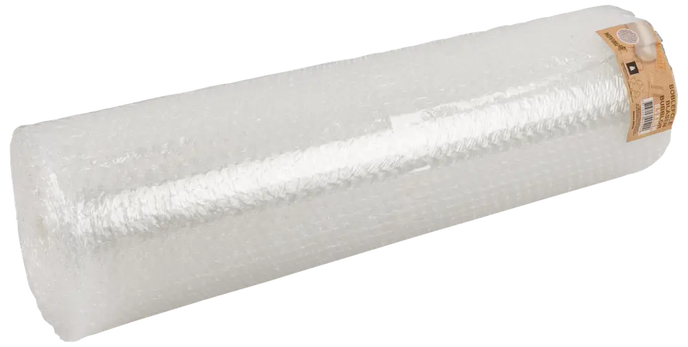 Stor rulle transparent bubbelplast för emballering och skydd av ömtåliga föremål. Små luftfyllda bubblor ger stötdämpning. Perfekt för frakt, flytt eller förvaring.
