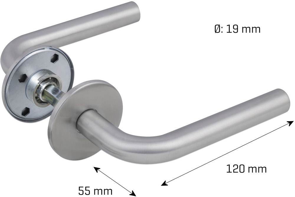 jasa Dørgreb L-form rustfri - 19 mm