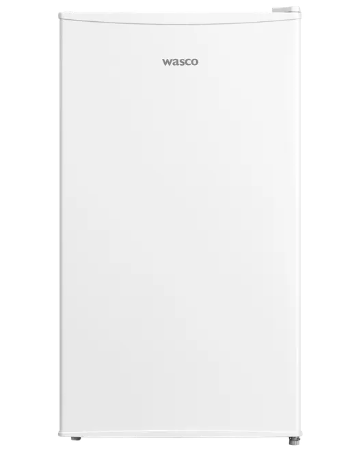 Wasco kompakt køleskab med hvid finish, enkelt dør og minimalistisk design. Perfekt til små rum, kollegieværelser eller kontorer. Glat frontpanel og topmonteret håndtag.