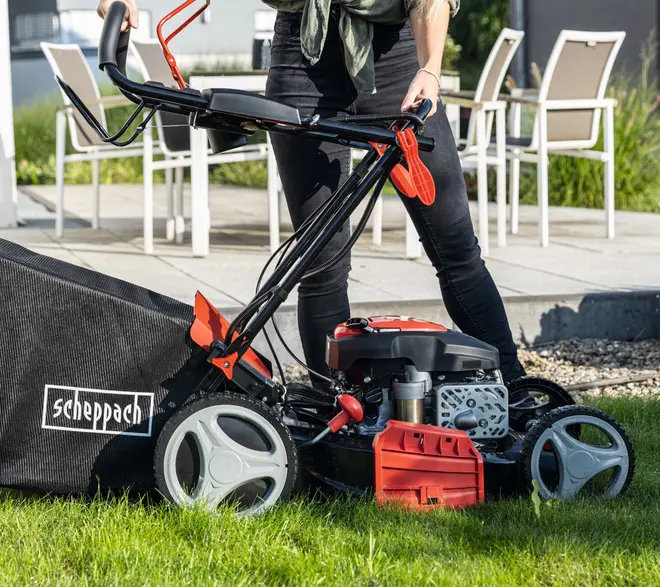 Scheppach bensindriven gräsklippare med el-start