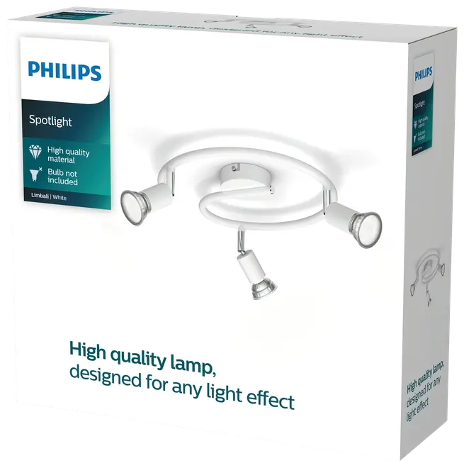 PHILIPS Spotlampe Limbali GU10 3 spot - hvid