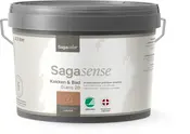 2,5 liters spand Sagacolor Sagasense køkken- og badmaling, halvmat finish, til indendørs vægge. Ekstra dækkeevne, let påføring, vaskbar, produceret i Danmark.