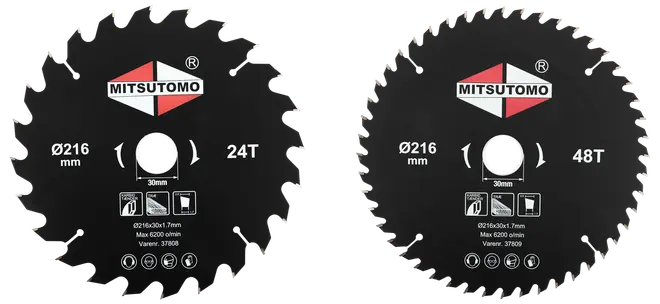 Mitsutomo Rundsavsklinge Sæt Ø216 x 30 mm 24+48T