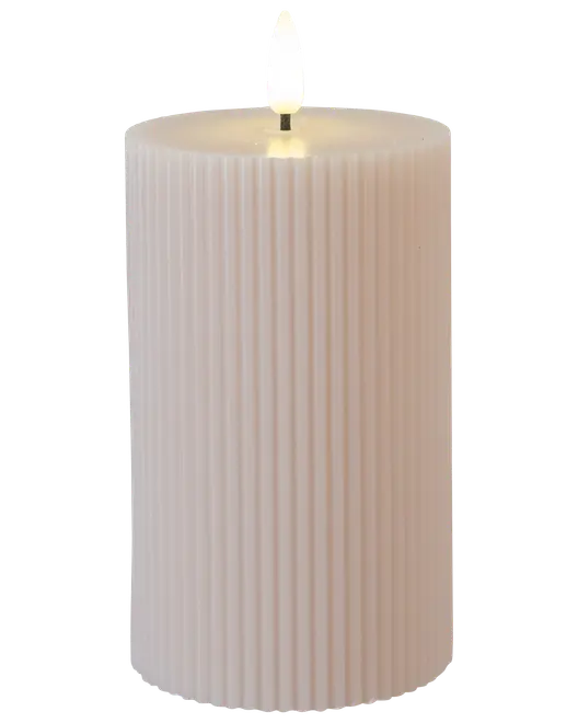 LED-ljus räfflad beige - 3-pack