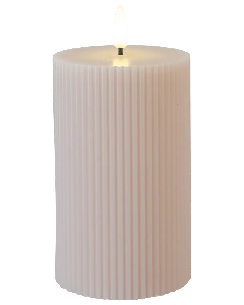 LED-ljus räfflad beige - 3-pack