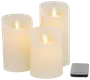 LED-vokslys med fjernbetjening 3-pak