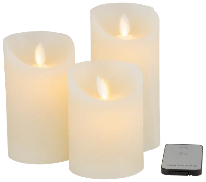 LED-vokslys med fjernbetjening 3-pak
