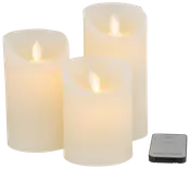 LED-vokslys med fjernbetjening 3-pak