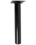 Sort metal møbelben med cylindrisk form og flad monteringsplade øverst. Holdbart, elegant design til borde, skabe eller sofaer. Nem at montere.