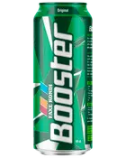 Grøn 50 cl Faxe Kondi Boost Original energidrikdåse med geometrisk design og lodret sølvtekst.