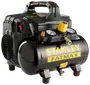 Stanley Fatmax bærbar kompressor i sort og gul med trykmålere, tænd/sluk-knap, solidt håndtag og gummifødder. Kompakt design til forskellige trykluftværktøjer.
