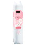 Förpackning med 80 Sence Soft Care bomullsrondeller, 100% ren bomull, mjuka och skonsamma mot huden, i genomskinlig plastpåse med rosa etikett.