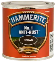 Hammerite No.1 Anti-Rust Primer i brun, metaldåse med blå og guld etiket, rustbeskyttende primer til langvarig beskyttelse, velegnet til metaloverflader.