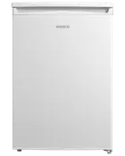 Kompakt hvid Wasco mini-køleskab med enkelt dør, indbygget håndtag og glat finish. Perfekt til små rum, kontorer eller kollegieværelser. Energibesparende og moderne design.