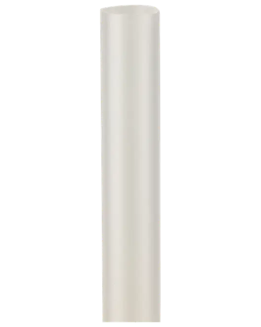 Høj hvid cylindrisk genstand med glat mat overflade og afrundet top, vist på sort baggrund.