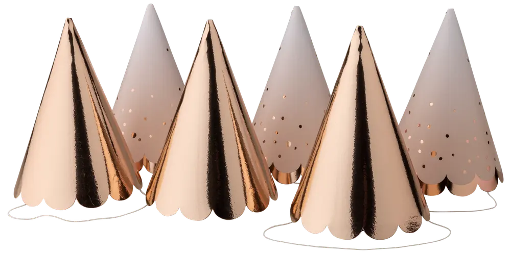 Nyårshatt roséguld 6-pack